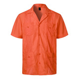 Camisa Cuban Camp Guayabera Para Hombre De Manga Corta