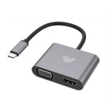 Adaptador Hub Displayport 2 In 1 Tipo C Vga Hdmi