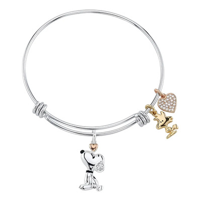 Pulsera Snoopy 100% Color Plateado Diámetro 6 Cm Largo 7 Cm | Meses sin interés