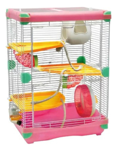 Jaula Para Hamster 3 Pisos 35x27x50cm Color Rosa