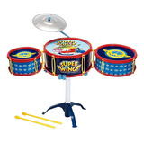 Brinquedo Instrumento Bateria Infantil Super Wings F00050 Cor Vermelha, Azul