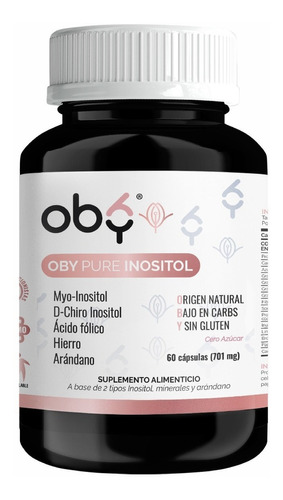 Inositol Puro Myo Inositol Y D-chiro 60 Capsulas 701mg Oby Sabor Sin Sabor