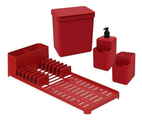 Kit Combo Cocina Escurridor Organizador Jabonera Tacho Coza 