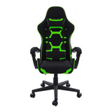Cadeira De Escritório Pelegrin Pel-3018 Gamer Ergonômica  Preto E Verde Com Estofado De Tecido
