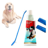 Kit Crema Dental Para Mascotas + Cepillos De Dientes Perros 