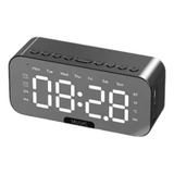 Reloj Despertador Digital Bocina Bluetooth Negro Y Radio Fm