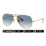 Original Ray-ban Estilo Topgun Lentes Azul Armação Ouro