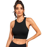 Blusa Crop Top Ajustado Acanalado Colores Para Dama 