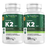 Kit 2 Potes Vitamina K2 Mk7 Menaquinona-7 Pura 100mcg 240 Caps Floral Ervas