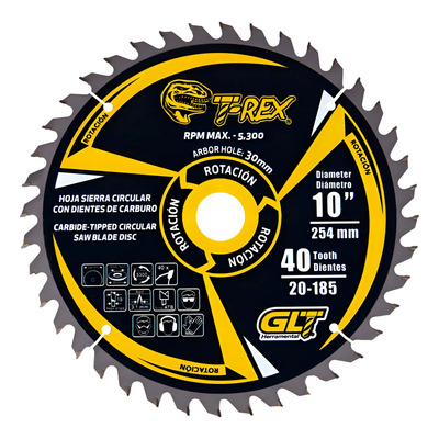 Disco Sierra Circular Acero Templado T-Rex 257mm 40 Dientes Madera | Meses sin interés