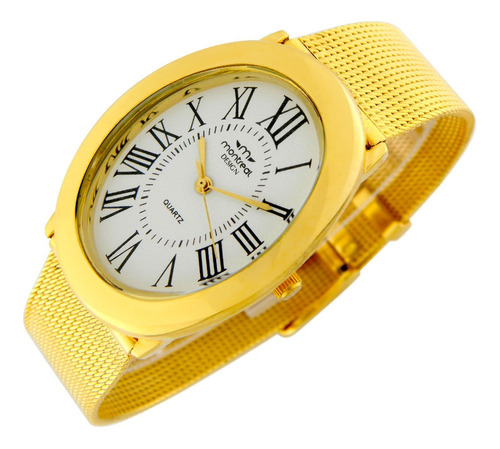 Reloj Montreal Mujer Ml1478 Malla Acero Tejido Num Romanos