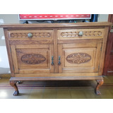 Mueble Aparador Antiguo De Roble Con Espejo Biselado