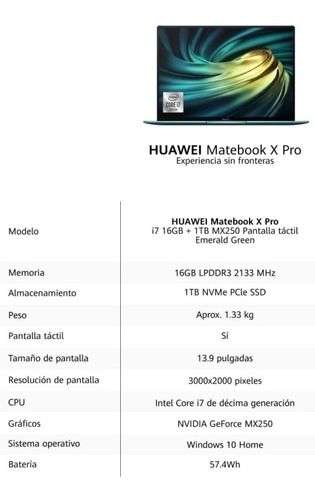 Huawei Matebook X Pro 2020 16gb 1tb