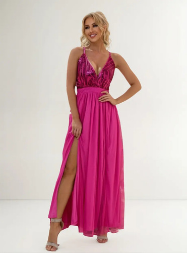 Vestido Largo Lentejuela Elegante Fiesta Boda Dama Playa