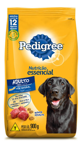 Ração Cão Adulto 12+ Carne Pedigree Nutrição Essencial 900g