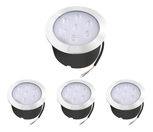 Kit 5 Balizador Spot Led Embutir Chão Piso Jardim 7w Quente