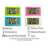 Reloj Digital De Pared Buro Con Alarma Fechador Temperatura