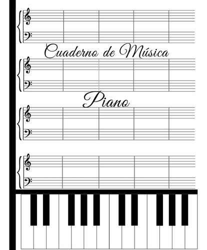 Libro : Cuaderno De Musica Pentagrama Para Piano Doble...