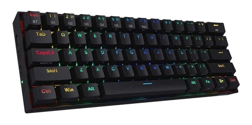 Teclado Gamer Bluetooth Redragon Draconic K530 Qwerty Inglés Us Color Negro Con Luz Rgb