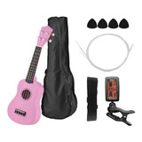 Kit C De Ukelele Soprano Acústico Para Niños De 21 Pulgadas