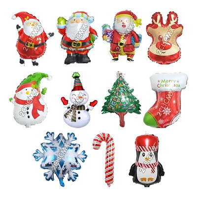 10 Globos Metálicos Decorativo Adorno Navidad Santa Surtidos