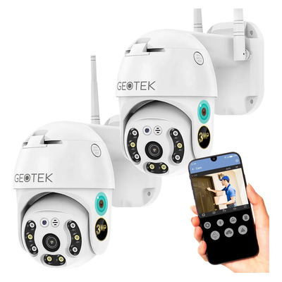 Kit 2 Camaras Seguridad Geotek 3mp Ip Wifi Exterior Full Hd Domo Vision Nocturna Inteligente Deteccion Movimiento | Envío gratis