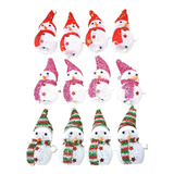 Pack 12 Muñecos Nieve Led 15cm Luz Led Decoraciones Navideña