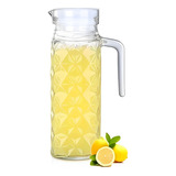 Jarra De Vidrio Con Tapa Para Agua, Limonada, Té 1.1 Litros