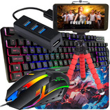 Kit Para Jogos Celular Mobilador Teclado Gamer Mouse Pad