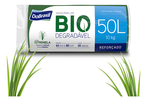  Saco De Lixo Biodegradável 20 Unidades Verde 50l Perfume Cor Verde