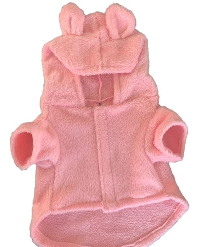 Ropa Buzo Para Mascotas Capota Rosado Piel Conejo Talla S 