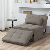 Sofa Cama Plegable 4 En 1 Respaldo Ajust Color Caqui Bigsyy