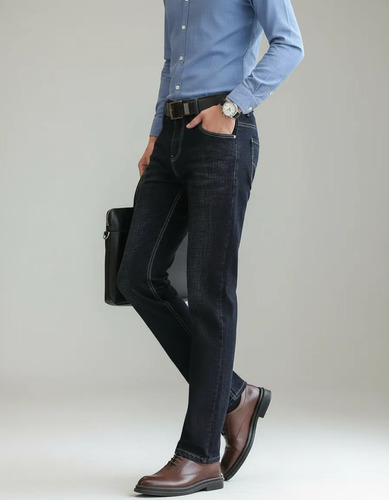 Pantalones Vaqueros Clásicos Para Hombre De Pierna Recta