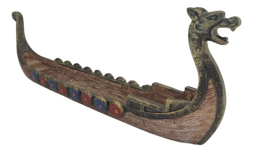 Incensário Porta Incenso Resina Canoa Barco Viking Dragão