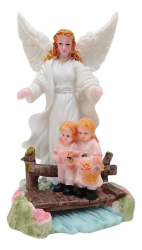 Escultura Angel De La Guarda 15cm Figura En Fina Resina