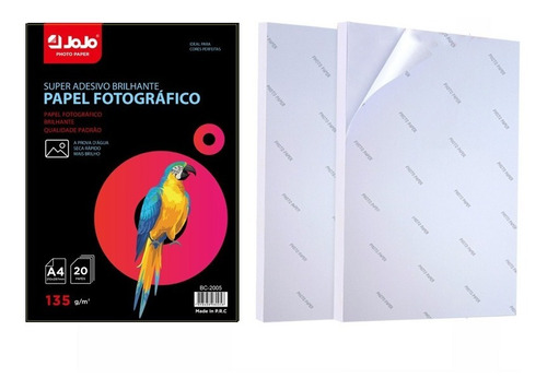 100 Fls Papel Foto Glossy Adesivo Prova Dágua A4 135g Branco