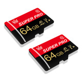 Super Pro-2 64 Gb Memory Card Set With Adap Red Black