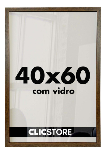 Kit 2 Moldura 40x60 Poster Parede Foto Quadro Vidro Diplomas Cor Tabaco Liso