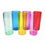 Vaso Trago Largo X 50 Plástico Transparente Colores Cotillon