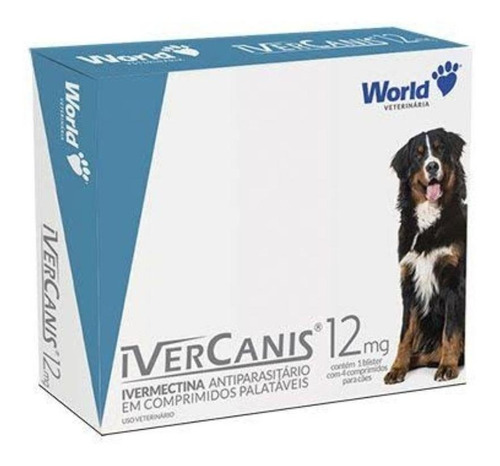 Comprimido Antiparasitário Para Ácaro World Ivercanis Para Cão De 30kg A 60kg