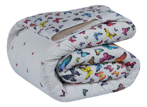 Capa Edredom Duvet Queen Estampa Borboleta Algodão 400 Fios 