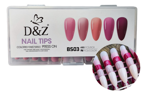 Postiça Amendoada Colorida Soft Gel D&z - Bs03 - 480pçs