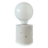 Velador Cemento Cilindro Globo Blanco 9,5 Con Lámpara Dimmer