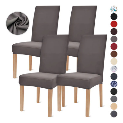 4 Pcs Silla De Comedor Elástica Removible Funda Protectora Color Gris Diseño De La Tela Liso | MercadoLibre