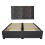 Cama Recamara - Base Box Cabecera Toscana Gris Queen Size