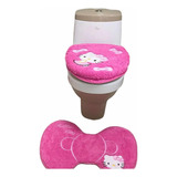 Juego De Baño Hello Kitty Tapete+funda De Tapa Sanrio Wc