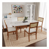 Conjunto Mesa De Jantar Tampo Vidro E Mdf 1,60m E 4 Fc