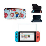 Case Estojo Nintendo Switch Oled Mario Azul + Película Vidro