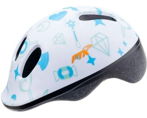 Capacete Bicicleta Iantil Ptk Ajustável Crianças Cor Branco Unicórnio Tamanho 49/53 1a4 Anos