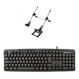 Suporte Notebook Apoio Ergonomico + Teclado Usb Kb-12bk Preto C3tech